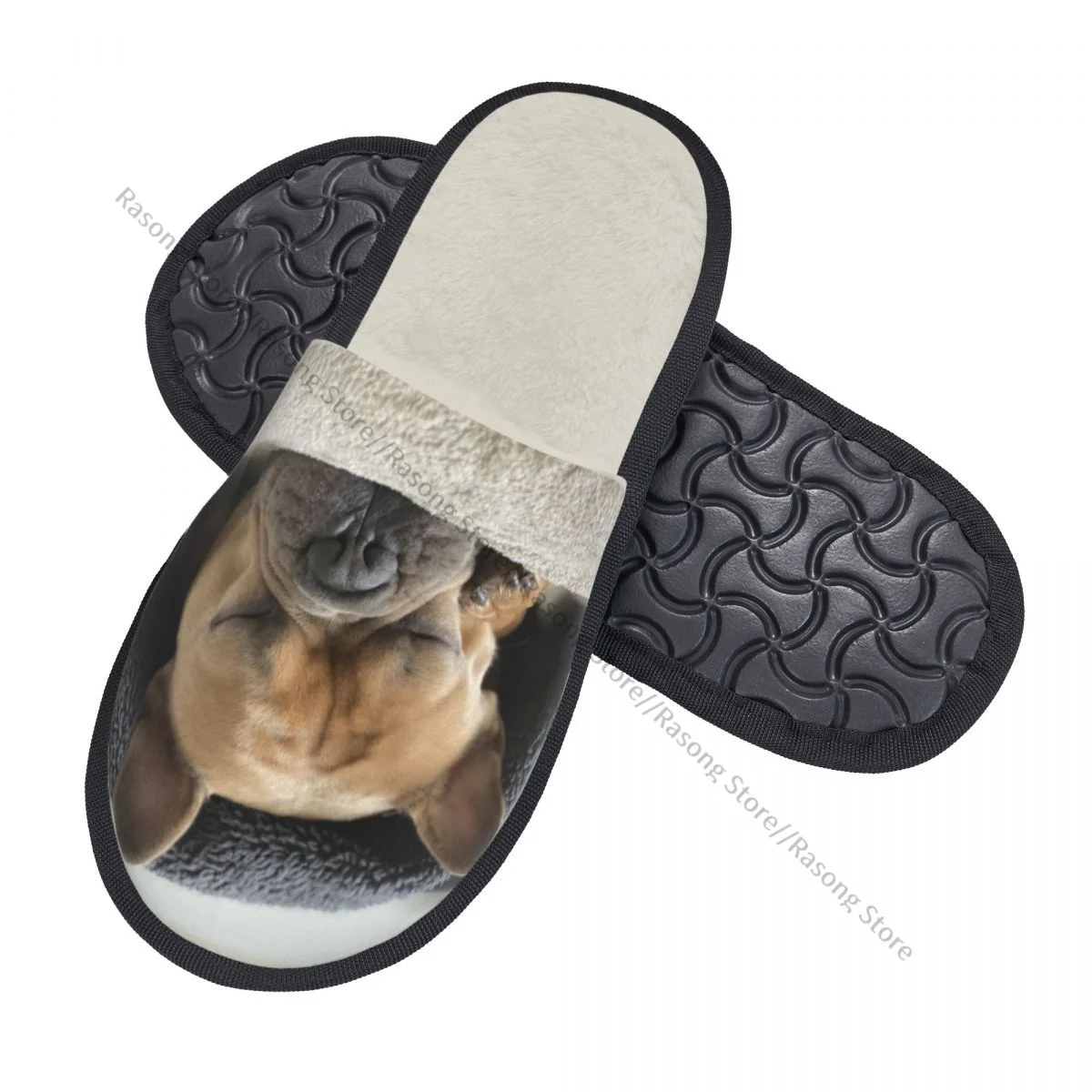 Indoor French Bulldog Dog Sleep Warm Slippers Home Plush Slippers Home Soft Fluffy Slippers