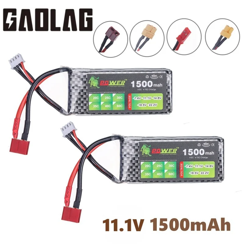 

11.1V LIPO Battery 3s 1500MAH 1800mah 40C Battery for RC Drone Helicopter Car FPV Boat Parts With T JST XT30 XT60 Plug