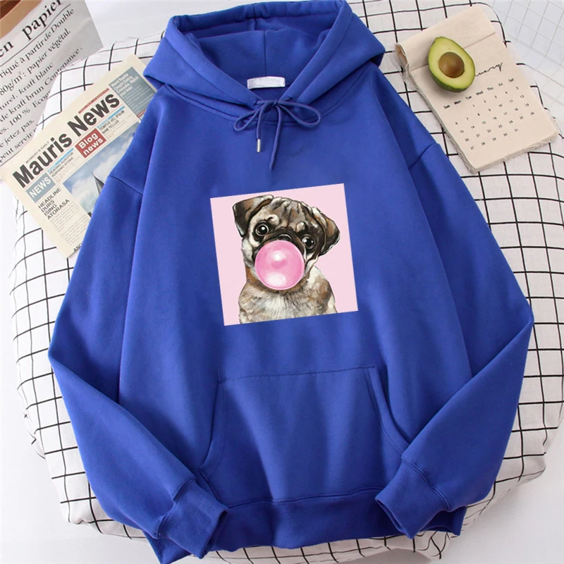 Ngộ Nghĩnh Kawaii Shar Pei Chó Thổi Bong Bóng Kẹo Cao Su Khoác Hoodie Nữ Nam Mùa Thu Và Mùa Đông Sáng Tạo Áo Nỉ Nam Quần Áo Chui Đầu