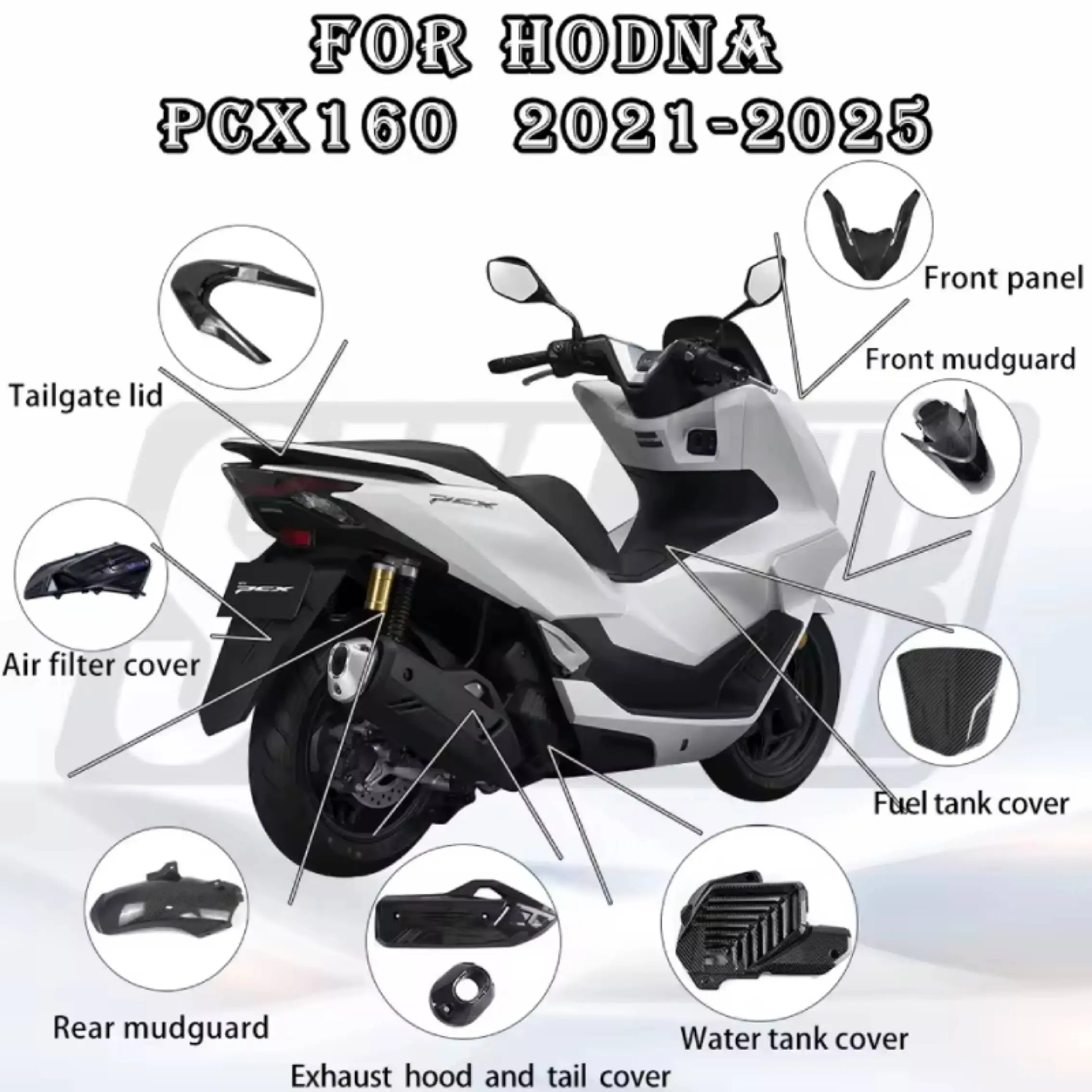 For Honda PCX160 2025+ Models Retrofitting Parts Motorcycle Hydrographic Decorative Housing Carbon Fiber Look