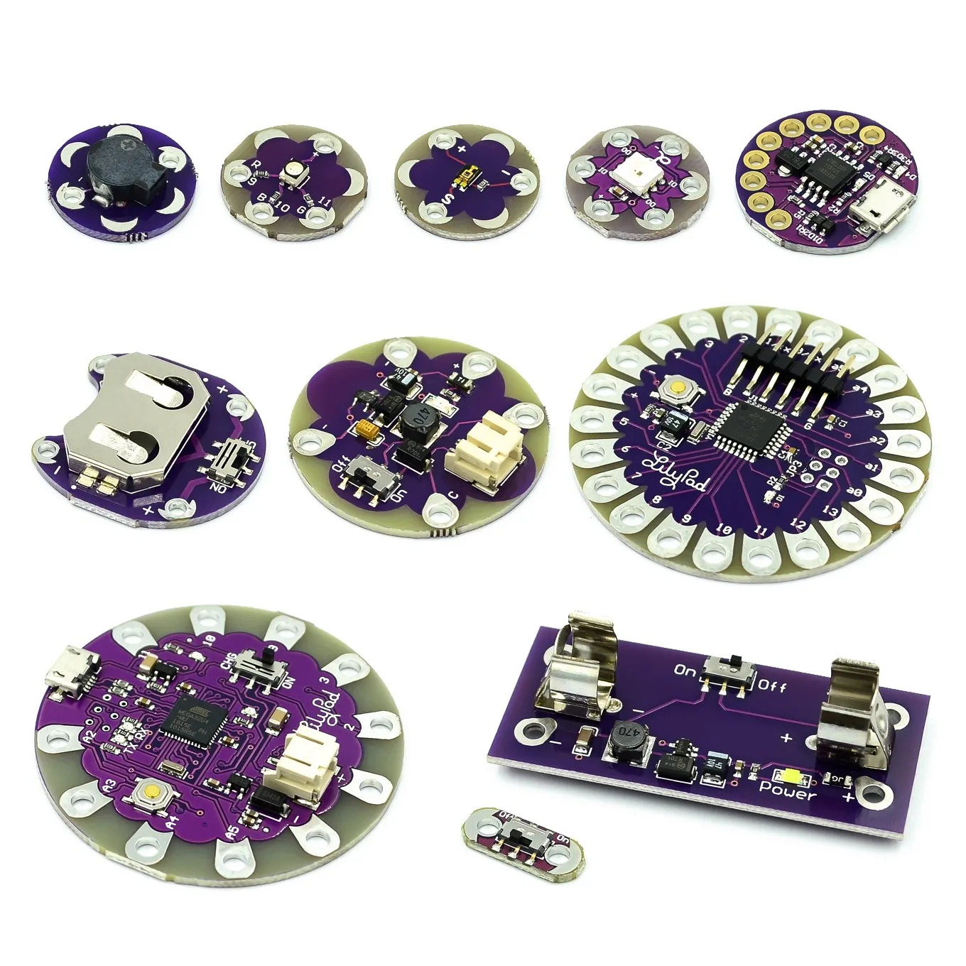 ATmega32U4 ATMEGA328P LilyPad 328 For Arduino DIY Kit Micro USB ATtiny85 LilyTiny Main Board Buzzer WS2812 RGB CR2032 TEMT6000