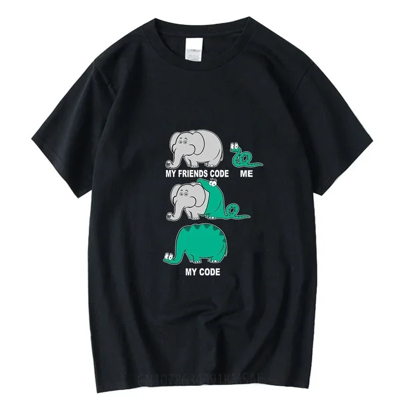 Men Tshirt Kawaii Snake Swallowing Elephant Print Graphic Tshirts Women Male Summer Harajuku Short Sleeve Tops Ropa Hombre