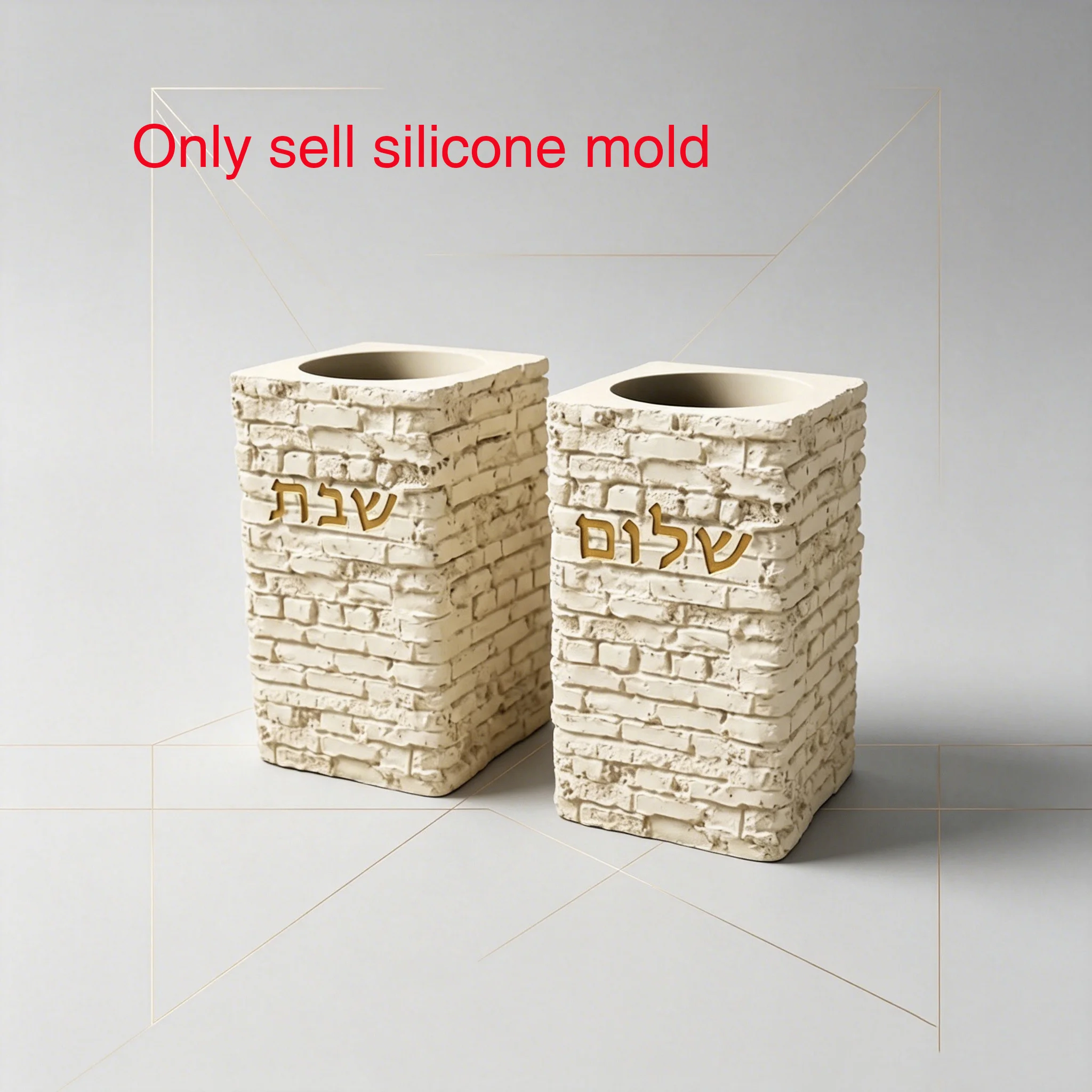 Silicone Mold For Shabbat Candle Holders Set,Handmade Concrete Jewish Tealight Holders | Shabbat Candlesticks Gift Molds