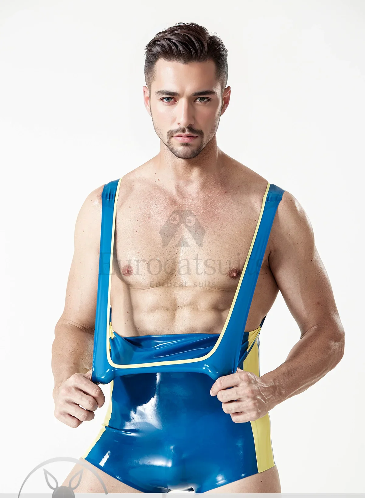 latex catsuits men eurocat suits  latex leotard rubber fetish customised  clubwear cosplay  Male 'The Swimmer' Tank Top Leotard