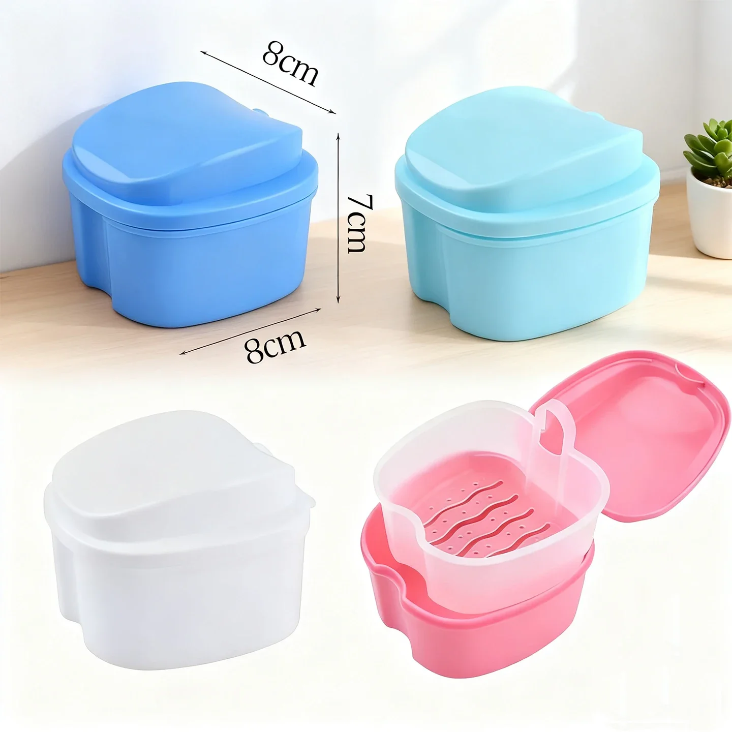

Dental Denture Box Retainer Braces Storage Box Invisible Teeth Denture Cleaning Tooth Storage Portable Belt Case