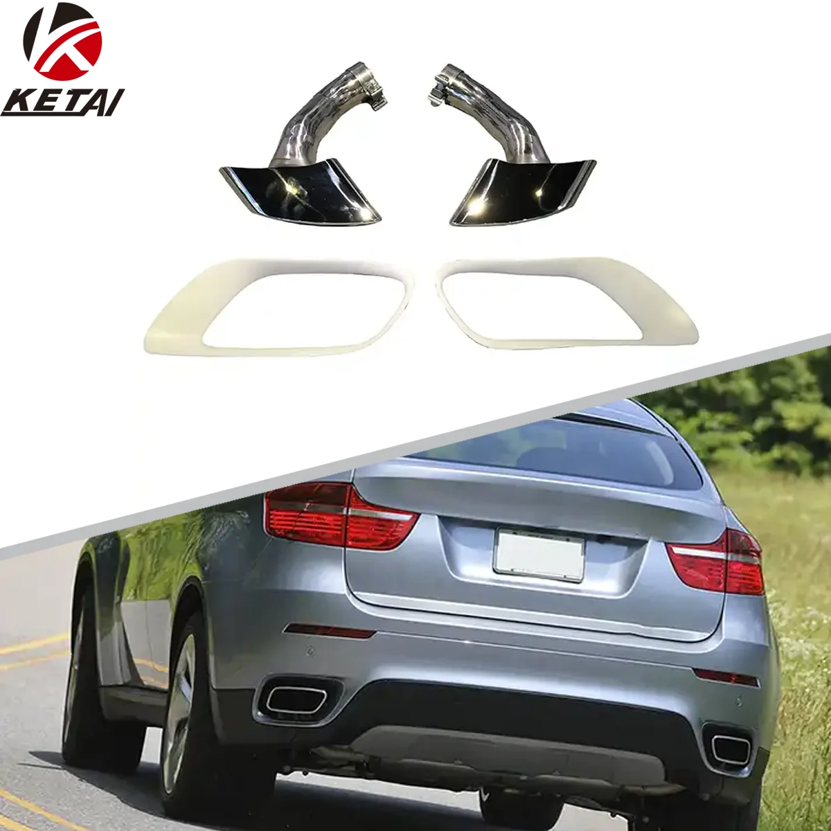 Car Accessories X6 Square Style Stainless Steel Tail Pipe For X6 E71