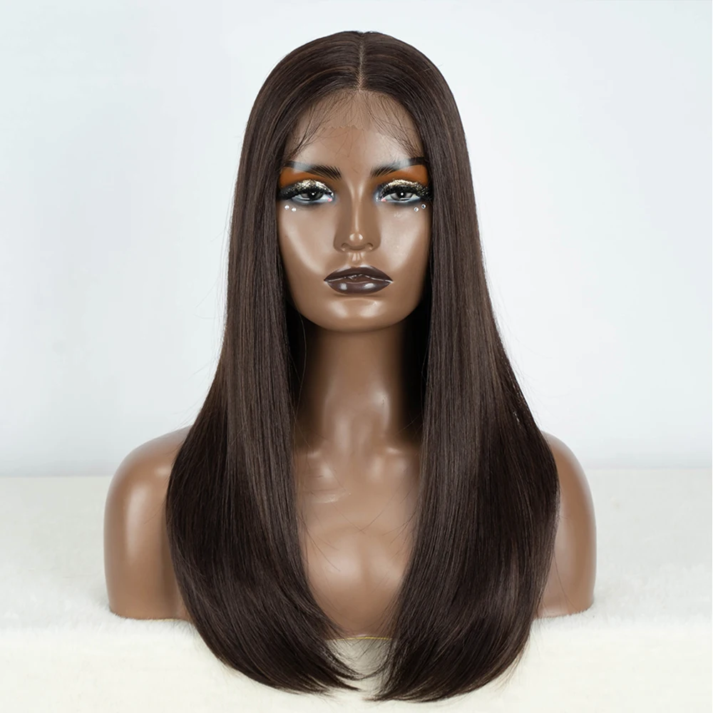 Synthetic Lace Front Wigs Brown Black Color Brunette Shade Bob Straight Wig Hair For Women Lace Wig Heat Resistant Cosplay Wigs