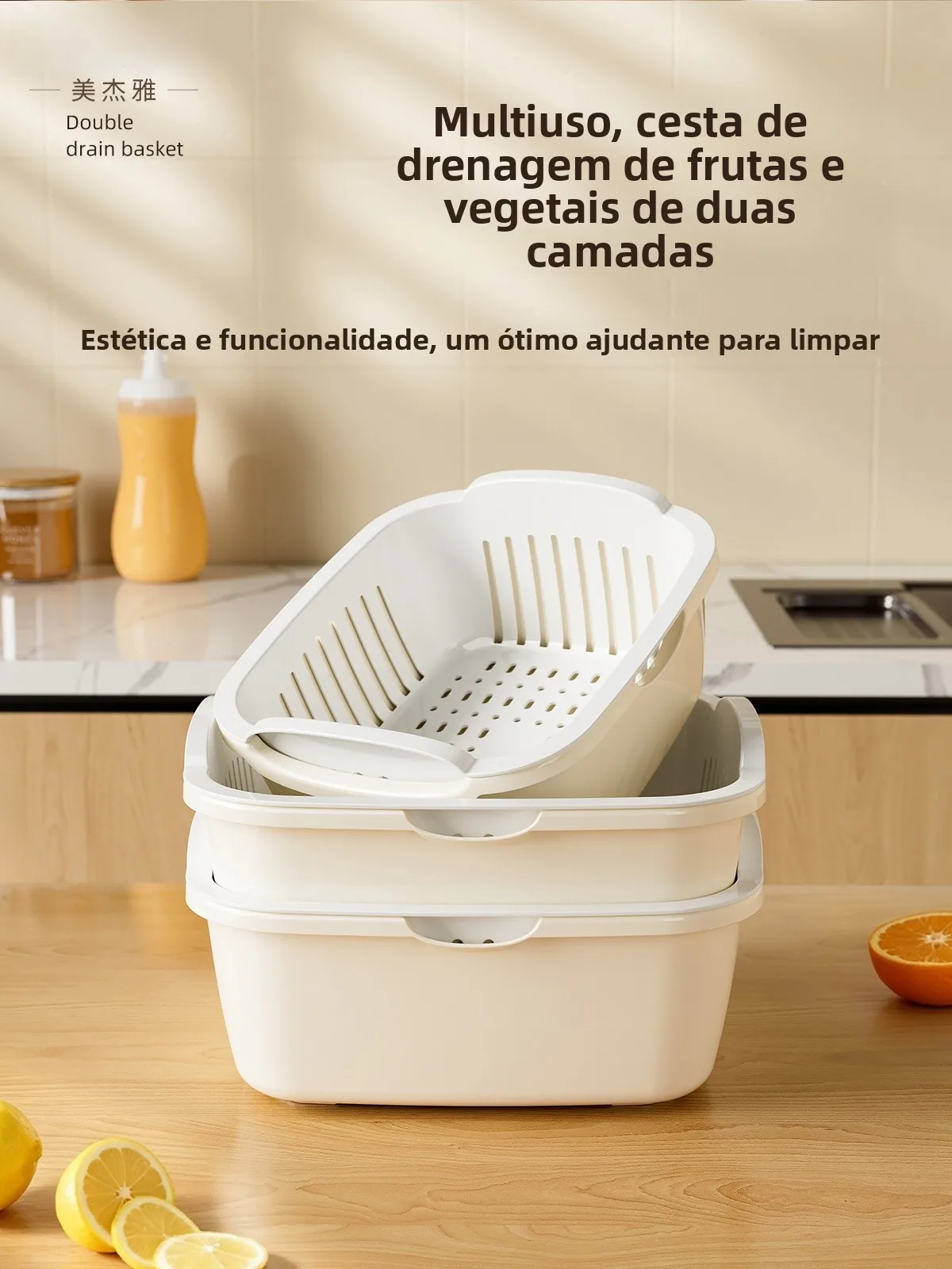 厚みのある二層式キッチン排水トレイプラスチック野菜洗い桶家庭用果物と米洗い水切りボウル