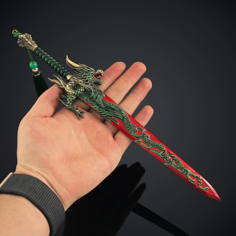 29 cm/11.41 pouces Film et TV périphérique deux Dragon douze épées divines alliage couteau ancien armes modèles Collection ornements jouets