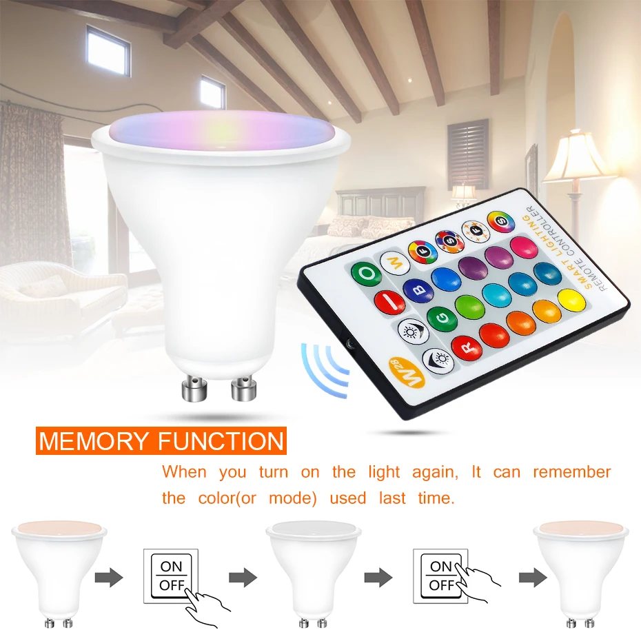 GU10 LED Lamp RGB 8W RGBW RGBWW GU10 Led Spots Light 220V 110V RGB Lamp Bombillas Led GU 10 16 Colors with Remote Control