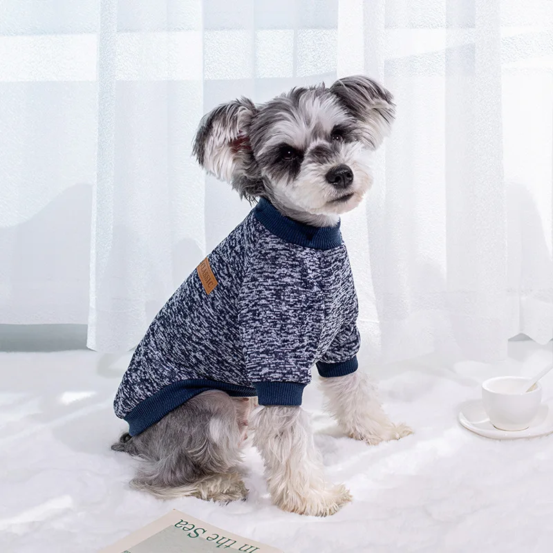 Pet Dog Autumn Hooded Sweater Winter Fleece Lined Warm Knit Teddy Frenchie Clothes Small Medium Dogs Colorful Two-Leg Design