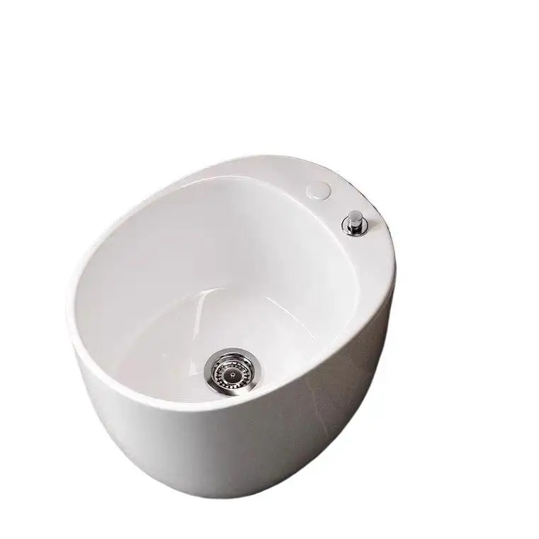 Oval Egg Shaped Ceramic Mop Sink One Piece Ceramic Mop Basin For Balcony Bathroom Cleaning