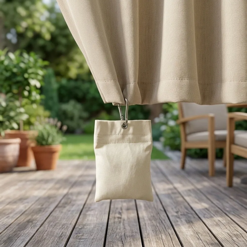 Canvas Curtain Weights with Metal Clips Sand Fillable for Patio Garden Outdoor Curtains For windows 12.5x15cm 8pcs
