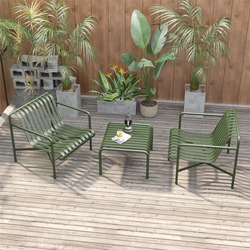 Outdoor leisure table and chair combination cafe milk tea shop outdoor table open-air wrought iron garden courtyard table and