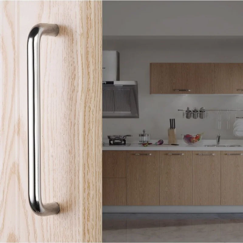 64mm-320mm Solid Stainless Steel U Type Cabinet Handles Drawer Door Knobs Pulls Furniture Wardrobe Cupboard Doors Bar Handles