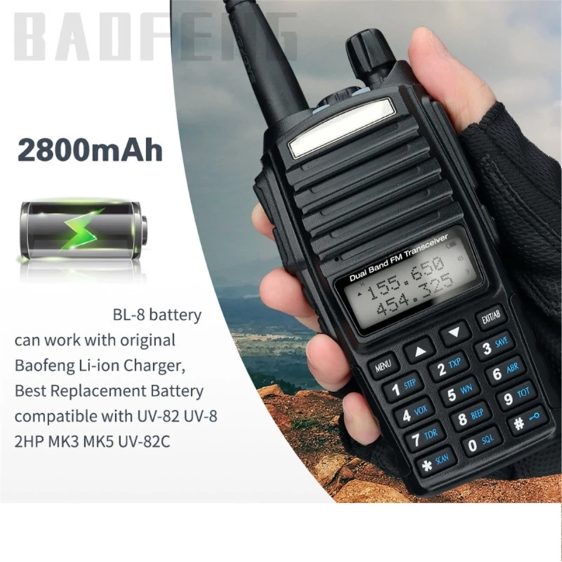 

WalkieTalkie Lithiums DC7.4V 2800mAh Rechargeable Pack For UV-82HP UV82 UV-8D UV-89 UV-82HX BL8 Radio