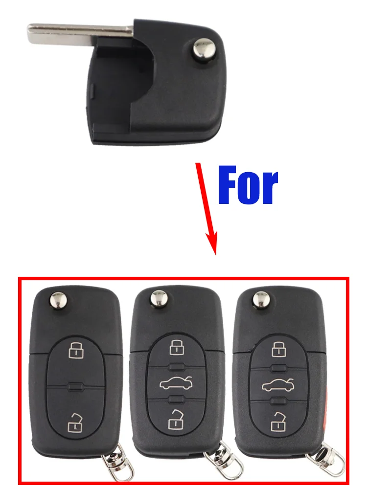 New Replacement Case Shell Flip Remote Head Key Uncut HU66 Blade Fit For Audi A2 A3 A4 A6 A8 TT