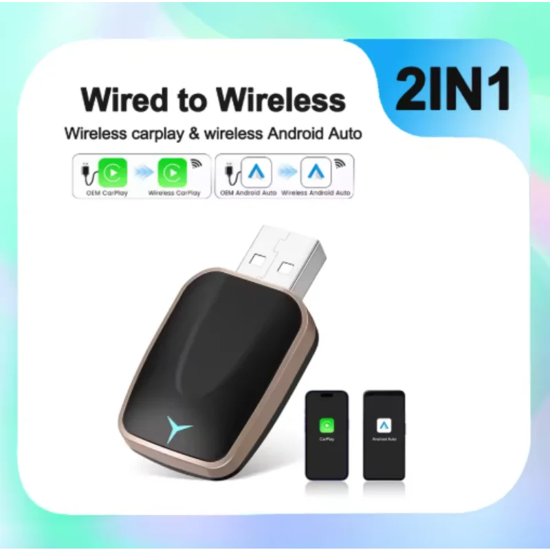 2in1 Wireless CarPlay Dongle Wireless Android Auto Adapter AI Smart Box Auto Intelligente Systeme für Auto mit Wired CarPlay