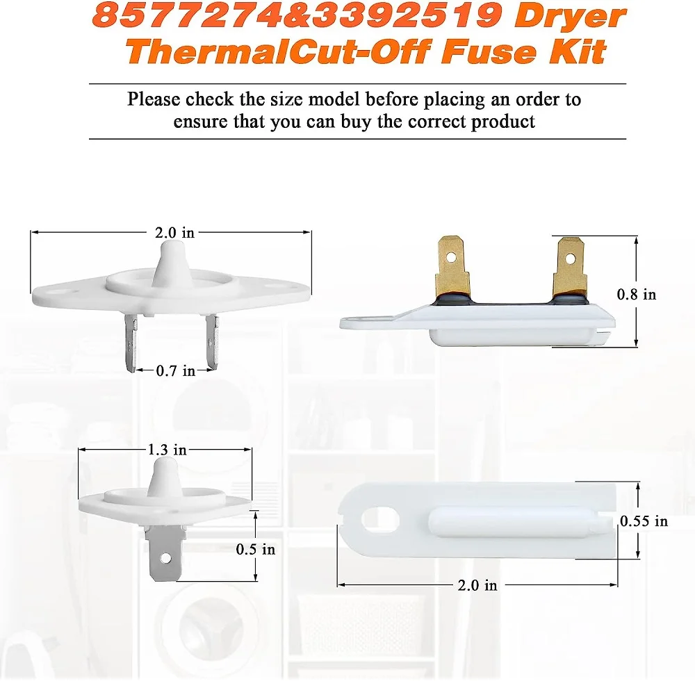 8577274 Dryer Thermistor 3392519 Dryer Thermal Fuse Compatible with Whirlpool,kenmore,Maytag 3390292,772546,AP3919451,AP601351