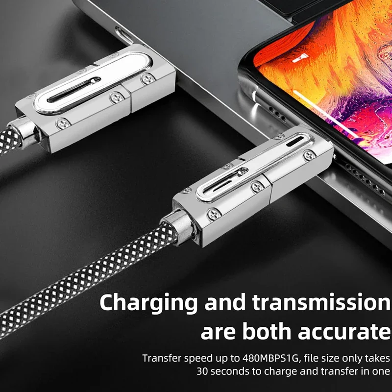 4 In 1 120W USB C to Type C Fast Charging Cable 3 IN 1 PD 27W Data Cord for iPhone 11 12 13 14 15 Pro Max Charger Wire