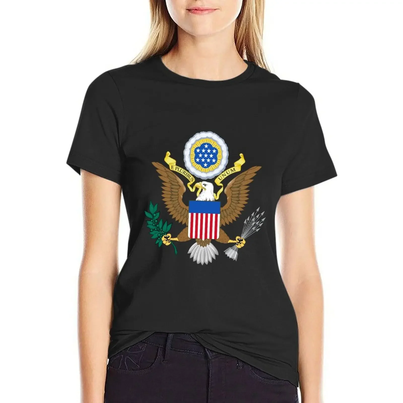 

Greater coat of arms of the United States T-Shirt animal print vintage clothes animal prinfor funny workout t shirts for Women