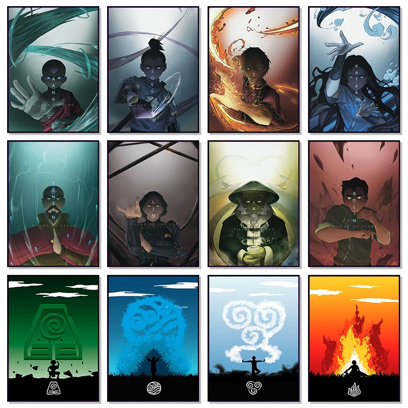 Avatar The Last Airbender Anime Character Portrait poster HD Print Canvas Painting Wall Art Picture for Living Room Home Decor