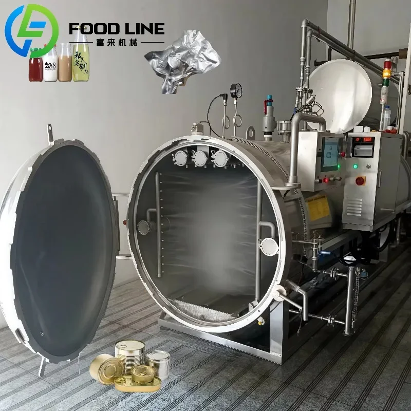 Food Sterilizer Retort Sterilizer Machine High Temperature Autoclave Water Immersion for Glass Bottle Canned Beverage Custom