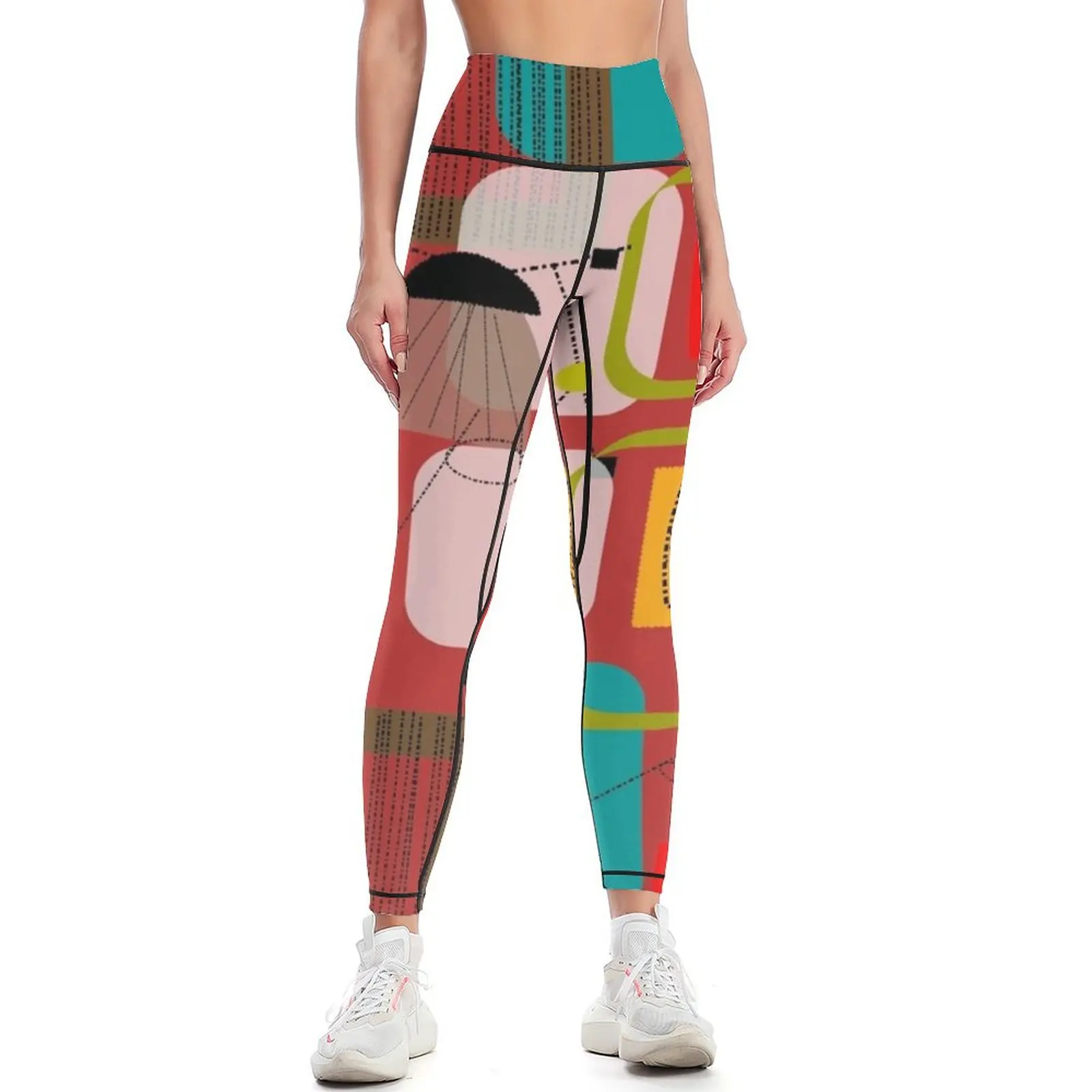 Mid-Century Modern Abstract Art Leggings for girls sport pants fitness set gym leggins push up woman Womens Leggings