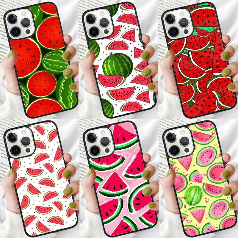 Summer Fruit Watermelon cute Phone Case For iPhone 16 15 14 plus XR XS 11 12 13 Pro max Soft Shell Cover coque