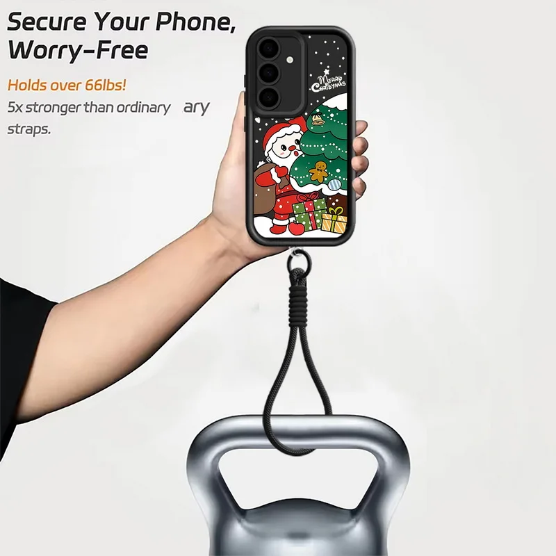 سانتا كلوز نمط الحال بالنسبة لسامسونج غالاكسي A56 A17 A16 A55 A15 A25 A26 5G S25 Edge S23 S24 Ultra S24 S25 FE الحبل غطاء من البولي يوريثان