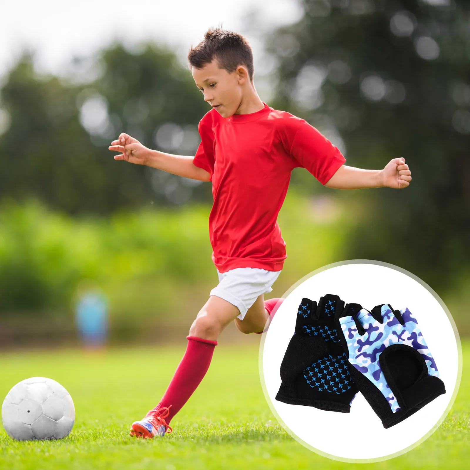 

1Pair Youth Half Finger Gloves Thicken Design for Better Grip and Dexterity in Cycling Hiking and Driving Sports