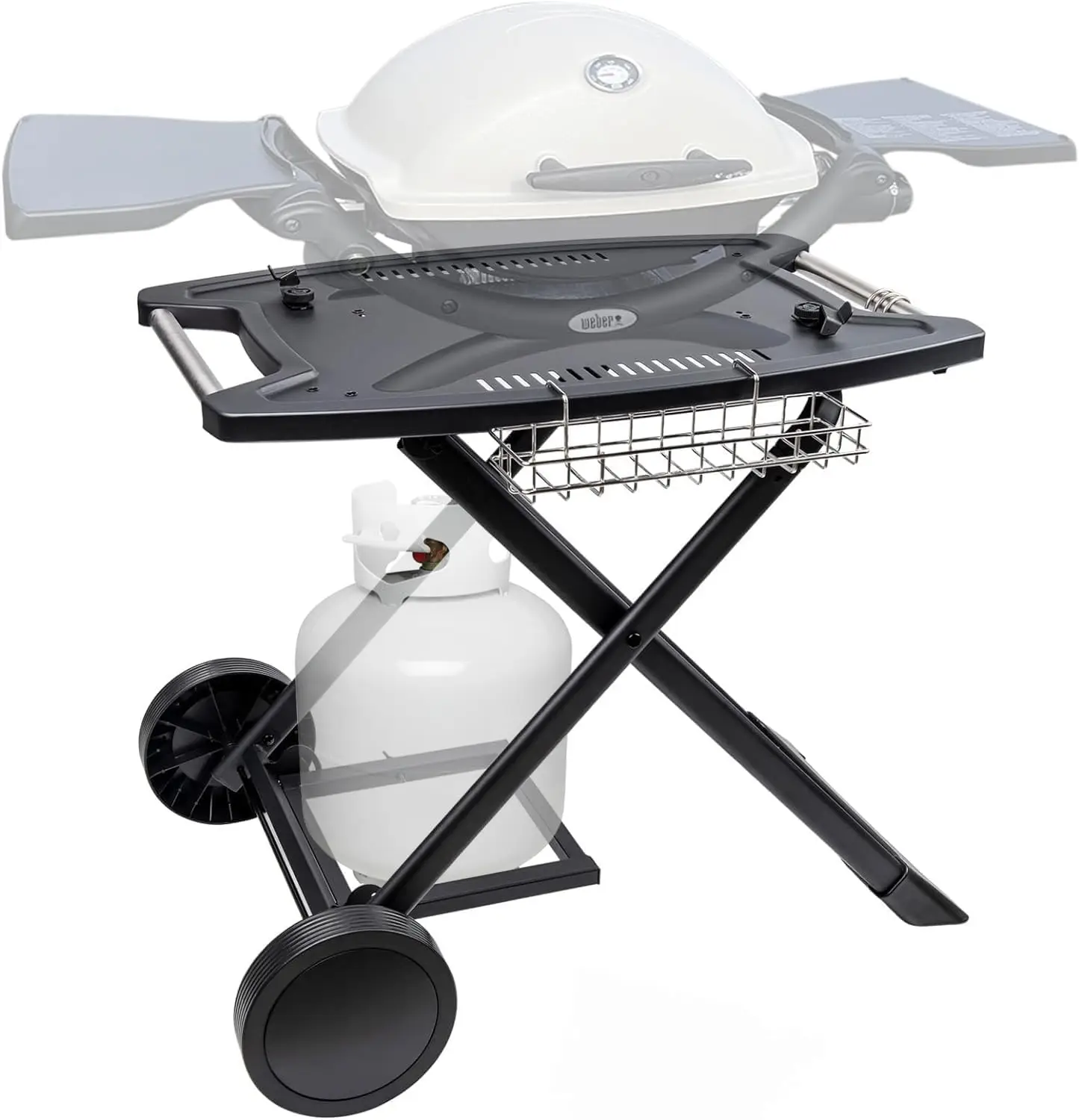 

Portable Folding Cart for Outdoor BBQ and Gas Grills, Lightweight Stand with Wheels