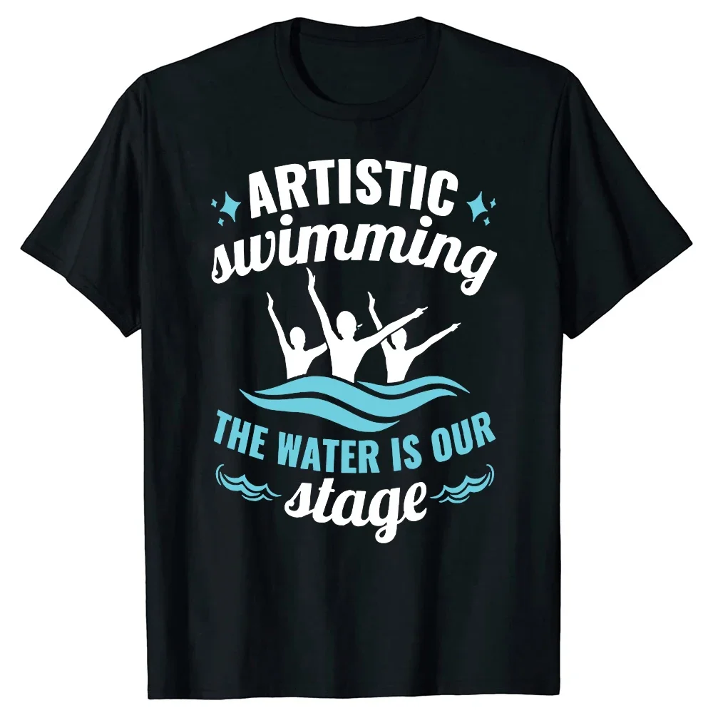 

Artistic Swimming The Water Is Our Stage Graphic Cotton Crewneck T-Shirt for Men