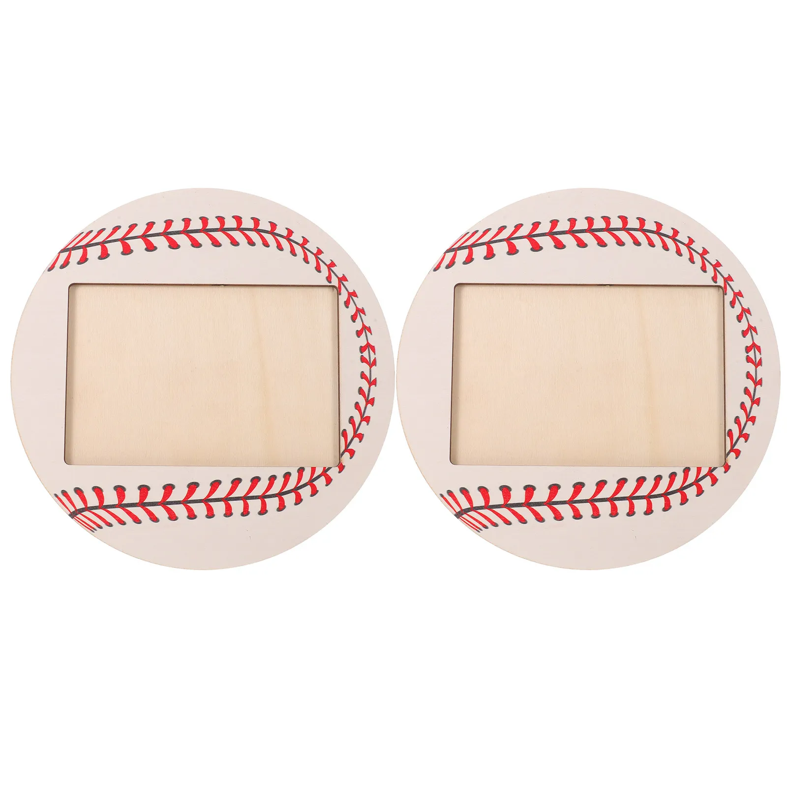 2Pcs Wood Baseball Picture Frame Natural Grain Design 4x6 Photo Frame Tabletop Display Sports Team Awards Memorabilia Gift