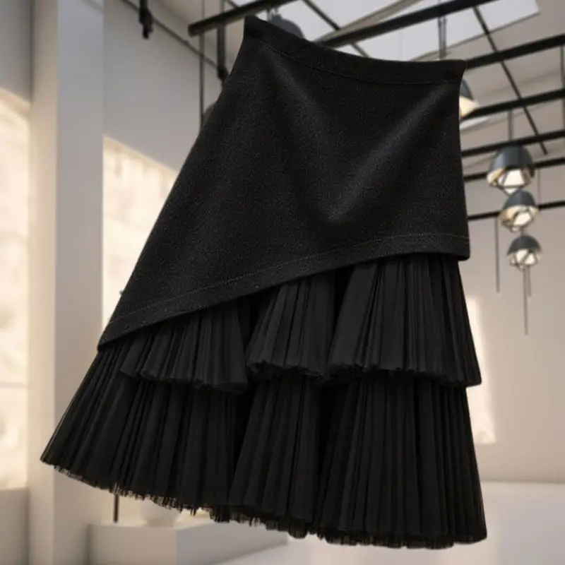 

Новая модная дизайнерская юбка женская летняя с высокой талией тонкая плиссированная многослойная юбка для вечеринок однотонная элегантная юбка Jupe