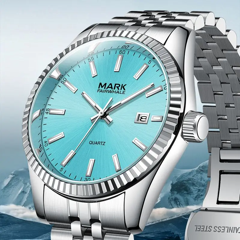 

Лидер продаж, роскошные синие часы для мужчин, модный бренд Mark Fairwhale, деловые кварцевые мужские наручные часы из нержавеющей стали, новинка, дропшиппинг