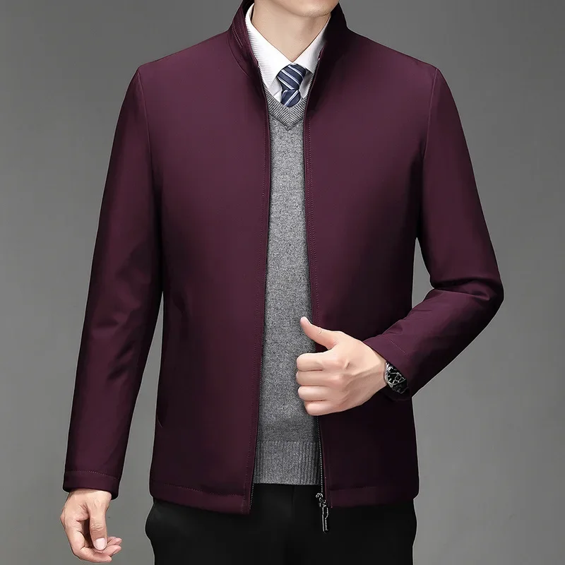 Chaqueta de plumón con cuello levantado para hombre, chaqueta informal de negocios, invierno, 2024