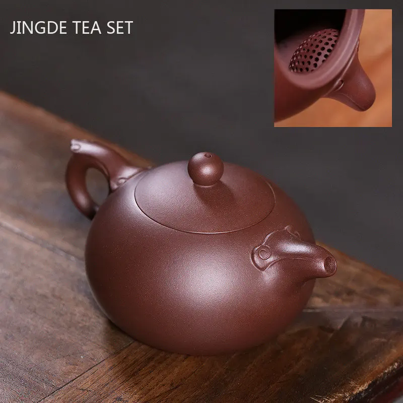 

Classic Yixing Purple Clay Teapots Authentic Raw Ore Xishi Tea Pot Handmade Ball Hole Filter Kettle Zisha Beauty Tea Maker 210ml