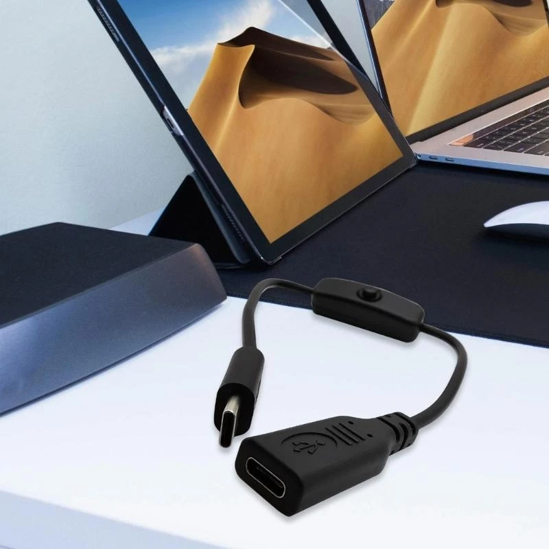 USB C Charging Cable 22AWG 3A 30V Inlines Switches Cable 30cm for Portable Devices 83CF