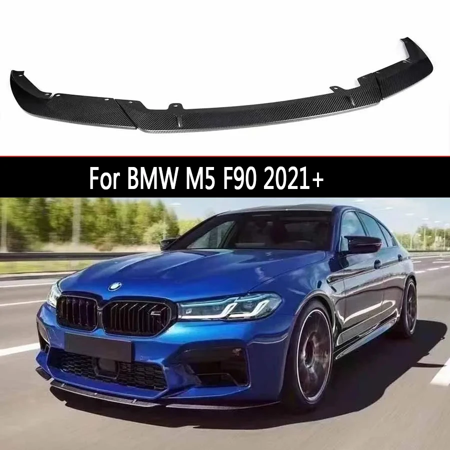 For BMW M5 F90 2021+ Carbon Fiber Front lip Car Front Bumper Diverter Spoiler Diffuser Front lip chin ST Style Upgrade body kit