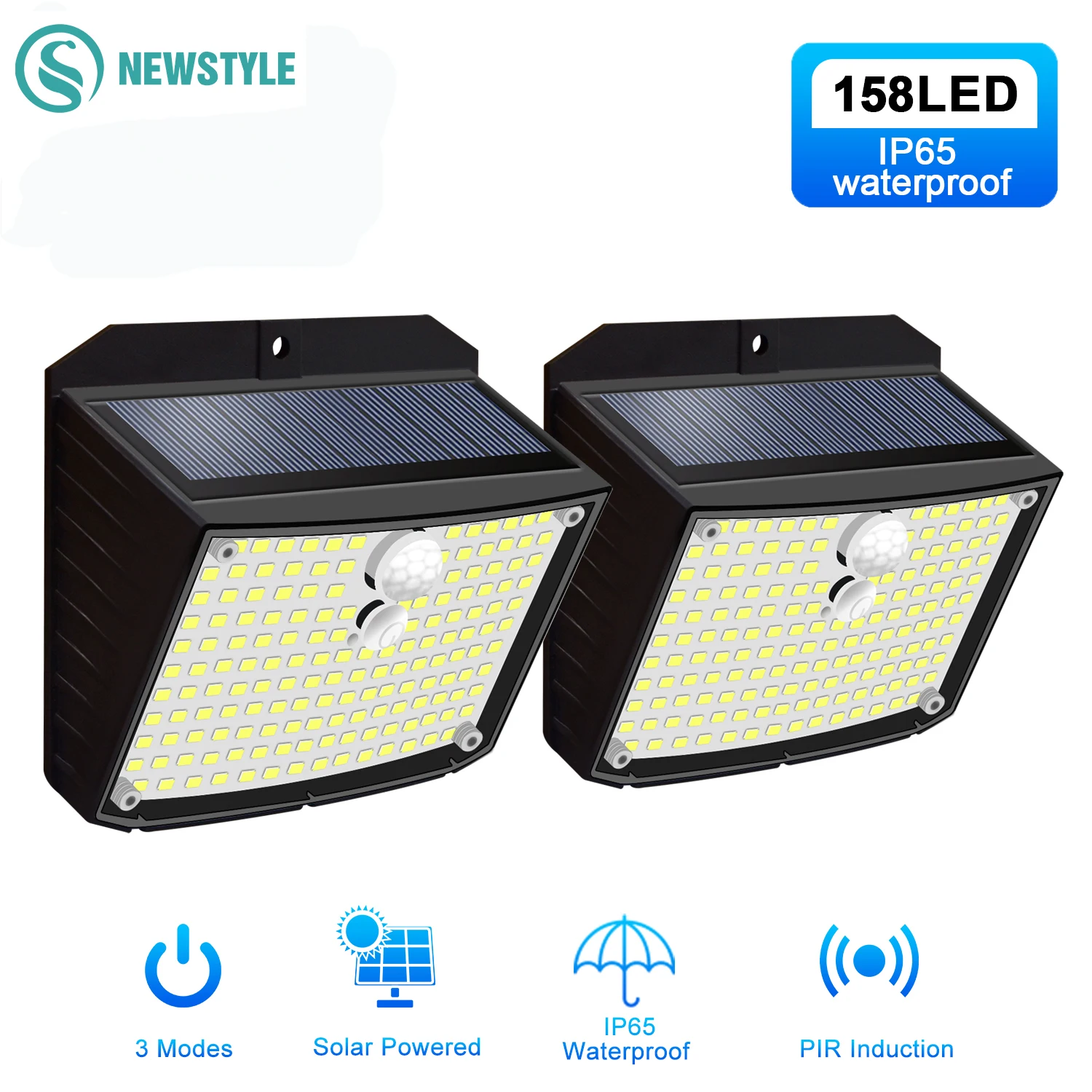 

158/208 LED Solar Wall Lights Outdoor ecurity Light Motion Sensor Waterproof 3 Mode Courtyard Wall Lamp Garden Decor Garage Lamp