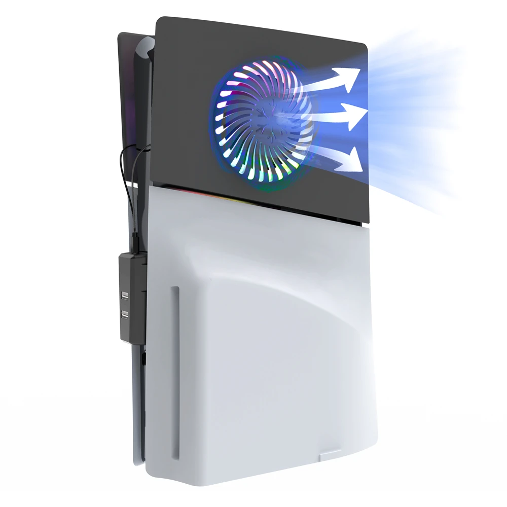 

Heat Dissipation Replacement Housing Shell for PS5 Slim Console RGB Lights Left and Right Upper Cover Black White