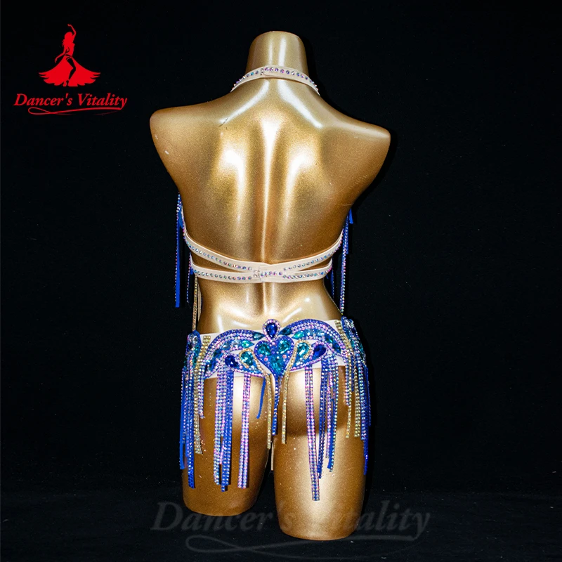 Belly Dancer Costume Set for Women Customsized Adult Children AB Stones Bra+belt 2pcs Oriental Bellydance Competition Outfit