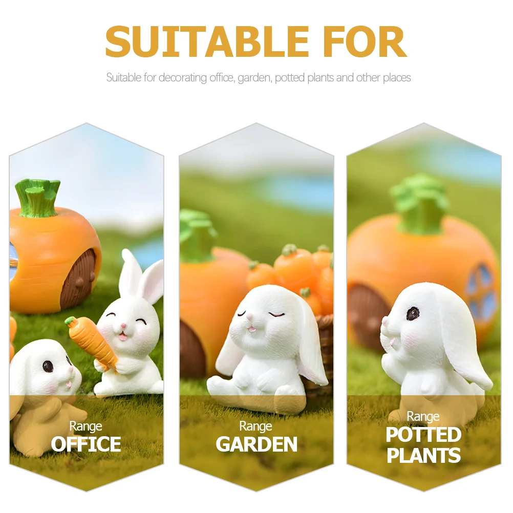 7 Pcs Toy Micro Landscape Bunny Rabbit Figurine Cartoon Miniature Figurines Small Figure Toys Statue