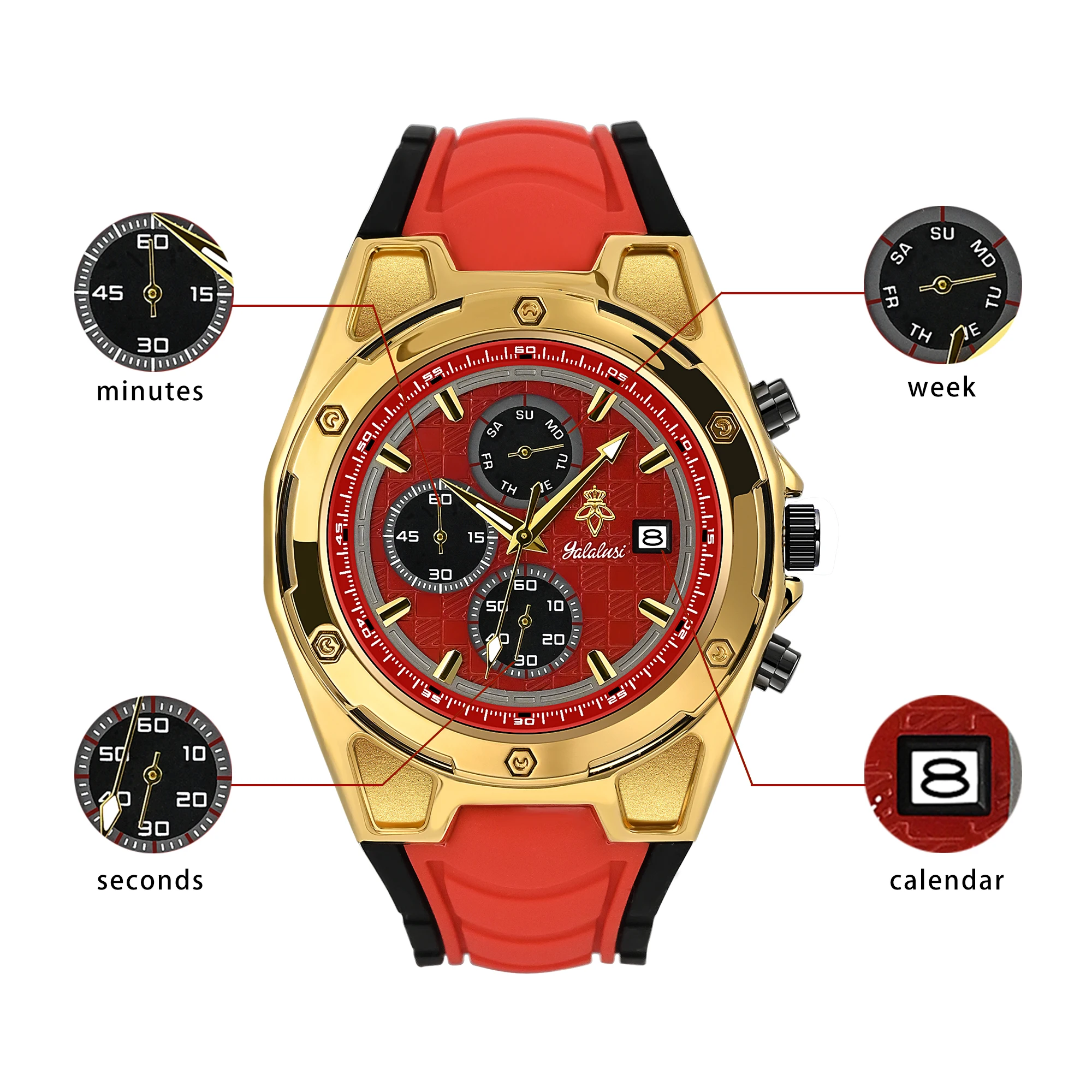 YaLaLuSi Fashion Women's Watch Multi Functional Leisure Sports Quartz Watch Silicone Strap Watch Is the Ideal Gift
