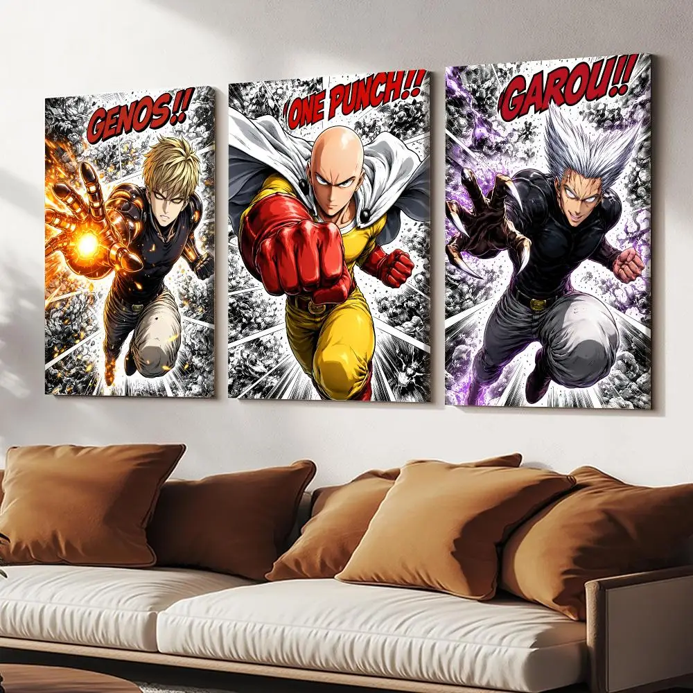 Manga Collage O-One-Punch Man Painting Calligraphy Wood Framed Canvas Poster HD Wall Art Bedroom Bar Office Home Decor