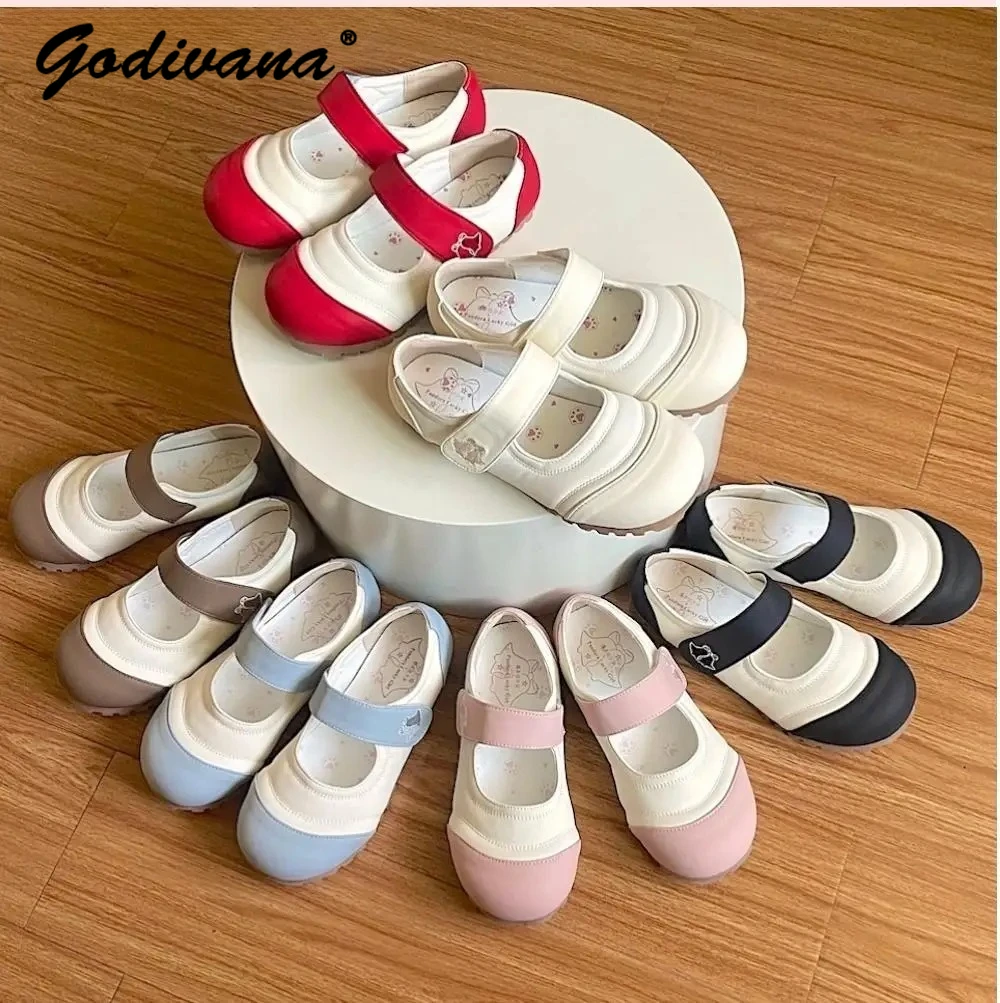 

Милые туфли Лолиты на плоской подошве в японском стиле для девочек, весенняя новая домашняя обувь Kawaii для дочек, женская обувь на пуху