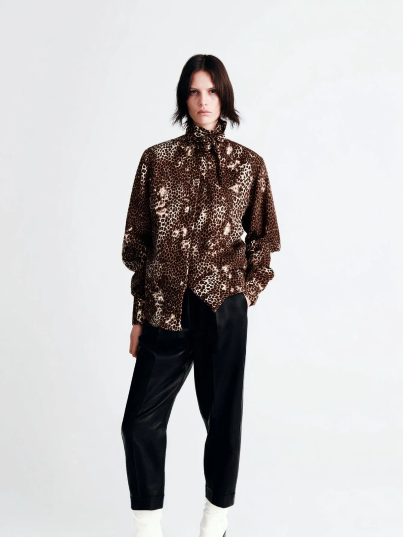 レディース ヒョウ柄 長袖 ハイネック シャツ 秋冬 ファッション ビジネス カジュアル 日常着