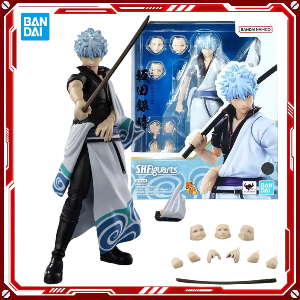 

Bandai Genuine Gintama Anime Model Kits Sakata Gintoki Toys SHF Action Figure Assembly Model Gift for Kids Christmas Present