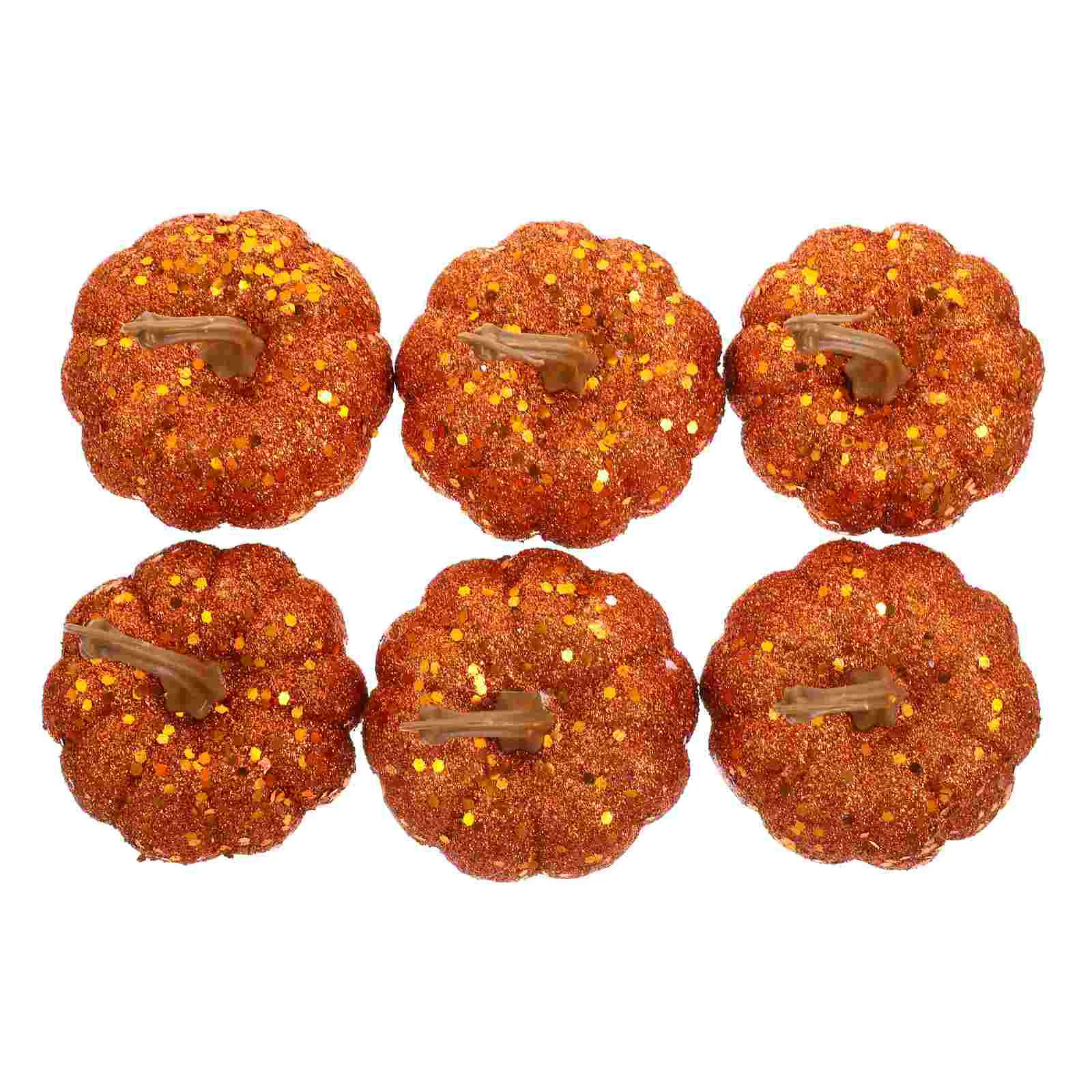 6 Pcs Simulation Foam Pumpkin Glitter Ornament Fall Decor Lantern Foams Decorations Pumpkins Pendant Artificial Sequins Fake